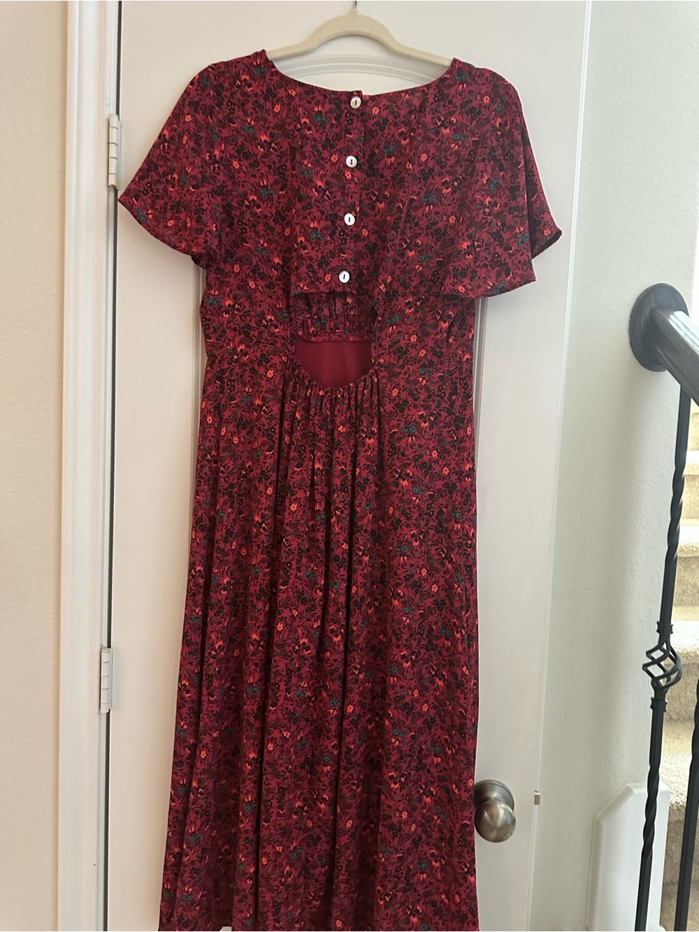 Bobeau Women’s Large Floral Midi Dress NWOT | Button Back | Boho Cottagecore - Picture 5 of 6